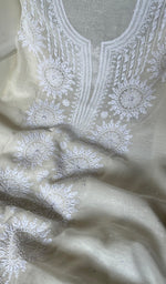 Load image into Gallery viewer, Women's Lakhnavi Handcrafted Mul Chanderi Unstitched Kurta And Dupatta Set - HONC0284785