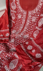 Load image into Gallery viewer, Women's Lakhnavi Handcrafted Mul Chanderi Semi - Stitched Kurta And Dupatta Set - HONC0282233