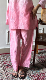 Load image into Gallery viewer, Riddhi Women's Lakhnavi Handcrafted Chanderi Silk Chikankari Top And Pant Set - HONC0360730
