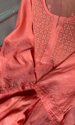 将图像加载到图库查看器中, Women's Lakhnavi Handcrafted Mul Chanderi Semi - stitched Kurta And Dupatta Set- HONC0303410