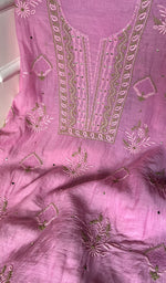 Load image into Gallery viewer, Women's Lakhnavi Handcrafted Mul Chanderi Unstitched Kurta And Dupatta Set - HONC0254132
