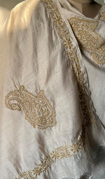 Load image into Gallery viewer, Women's Lakhnavi Handcrafted Munga Silk Chikankari Dupatta - HONC0180059