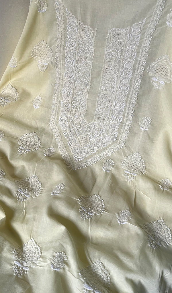 Yellow Cotton Unstitched Kurta And Dupatta