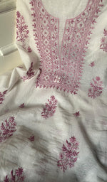 Load image into Gallery viewer, Women's Lakhnavi Handcrafted Mul Chanderi Unstitched Kurta And Dupatta Set - HONC0273055