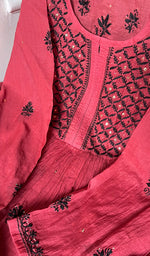 将图像加载到图库查看器中, Women's Lakhnavi Handcrafted Mul Chanderi Semi - Stitched Kurta And Dupatta Set - HONC0257376