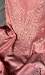 将图像加载到图库查看器中, Women's Lucknowi Handcrafted Chanderi Silk Chikankari Full Suit Material - HONC0264097