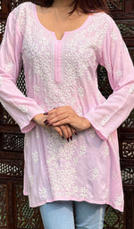 Load image into Gallery viewer, Fariah Women's Lakhnavi Handcrafted Modal Cotton Chikankari Top - HONC0247397