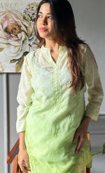 Load image into Gallery viewer, Rashida Women's Lakhnavi Handcrafted Muslin Chikankari Kurta And Pant Set - HONC0290984