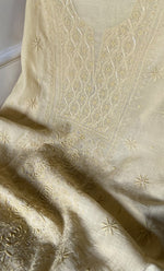 Load image into Gallery viewer, Women's Lakhnavi Handcrafted Maheshwari Mul Chanderi Unstitched Kurta And Dupatta Set- HONC0273017