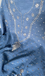 Load image into Gallery viewer, Women's Lakhnavi Handcrafted Mul Chanderi Unstitched Kurta And Dupatta Set - HONC0274496