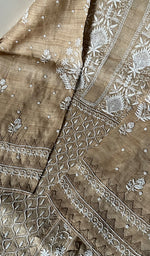 将图像加载到图库查看器中, Women's Lakhnavi Handcrafted Tussar Silk Chikankari Semi-stitched Kurti Fabric - HONC0246177