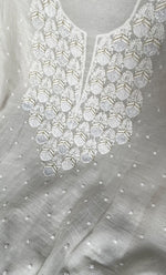 Load image into Gallery viewer, Jazba Women's Lakhnavi Handcrafted Mul Chanderi UnStitched Kurta And Dupatta Set - HONC0320806