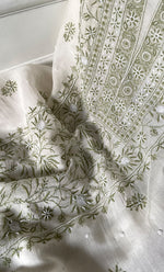 Load image into Gallery viewer, Women's Lakhnavi Handcrafted Unstitched Mul Chanderi Kurta And Dupatta Set - HONC0327487