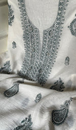 将图像加载到图库查看器中, Women's Lakhnavi Handcrafted Mul Chanderi Unstitched Kurta And Dupatta Set - HONC0284677