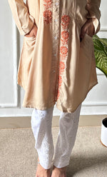 将图像加载到图库查看器中, Women's Lakhnavi Handcrafted Modal Cotton Chikankari Top - HONC0315222