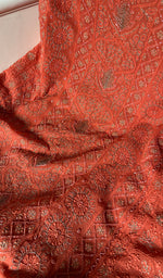Load image into Gallery viewer, Women's Lakhnavi Handcrafted Pure Silk Georgette Chikankari Suit Material - HONC0270820