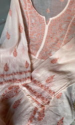 将图像加载到图库查看器中, Women's Lakhnavi Handcrafted Mul Chanderi Semi - Stitched Kurta And Dupatta Set - HONC0273083