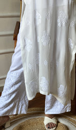 将图像加载到图库查看器中, Women's Lakhnavi Handcrafted Viscose Georgette Chikankari Kurti- HONC0164617