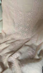 Load image into Gallery viewer, Women's Lakhnavi Handcrafted Mul Chanderi Unstitched Chikankari Full Suit Material - HONC0345055