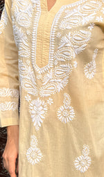 Load image into Gallery viewer, Tara Women's Lakhnavi Handcrafted Cotton Chikankari Kurti - HONC0234270