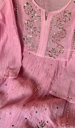 将图像加载到图库查看器中, Women's Lakhnavi Handcrafted Mul Chanderi Semi - Stitched Kurta And Dupatta Set - HONC0288567