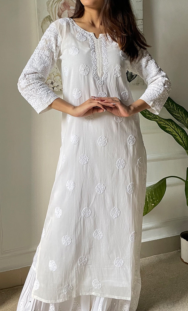 Women's Lucknowi Handcrafted Cotton Chikankari Kurti - HONC0303057