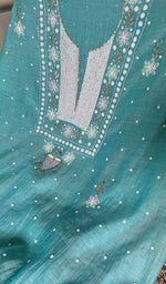 将图像加载到图库查看器中, Women's Lakhnavi Handcrafted Mul Chanderi Unstitched Chikankari Full Suit - HONC0362592