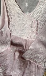 Load image into Gallery viewer, Women's Lakhnavi Handcrafted Mul Chanderi Semi - Stitched Kurta And Dupatta Set - HONC0304376