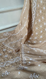 Load image into Gallery viewer, Women's Lakhnavi Handcrafted Mul Chanderi Semi - Stitched Kurta And Dupatta Set - HONC0339041