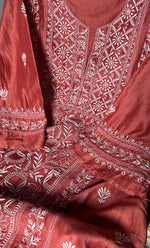 Load image into Gallery viewer, Women's Lakhnavi Handcrafted Chanderi Silk Semi - Stitched Kurta And Dupatta Set - HONC0308700