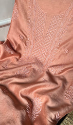 将图像加载到图库查看器中, Women's Lucknowi Handcrafted Chanderi Silk Chikankari Suit Material - HONC0265288