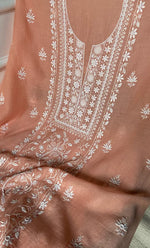 Load image into Gallery viewer, Women's Lakhnavi Handcrafted Mul Chanderi Unstitched Kurta And Dupatta Set - HONC0307211