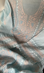 Load image into Gallery viewer, Women's Lakhnavi Handcrafted Mul Chanderi Semi - stitched Kurta And Dupatta Set- HONC0305142