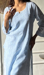 将图像加载到图库查看器中, Women's Lakhnavi Handcrafted Cotton Chikankari Kurti - HONC0337441