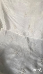 Load image into Gallery viewer, Women's Lakhnavi Handcrafted White Raw Silk Chikankari Unstitched Kurti Fabric - NC043738