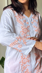 将图像加载到图库查看器中, Women's Lakhnavi Handcrafted  Modal Cotton Chikankari Kurta And Pant Set - HONC0283390