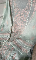 将图像加载到图库查看器中, Women's Lakhnavi Handcrafted Mul Chanderi Semi - Stitched Kurta And Dupatta Set - HONC0303406