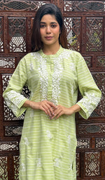 Load image into Gallery viewer, Amanat Women's Lucknowi Handcrafted Cotton Chikankari Kurti - HONC0276830