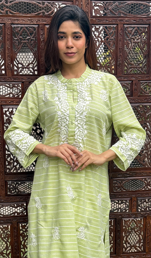 Amanat Women's Lucknowi Handcrafted Cotton Chikankari Kurti - HONC0276830
