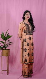 Load image into Gallery viewer, Shifa Women's Lakhnavi Handcrafted Modal Cotton Chikankari Kurta And Palazzo Set - HONC0205182