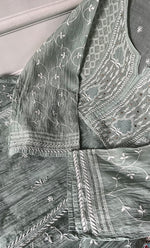 Load image into Gallery viewer, Women's Lakhnavi Handcrafted Mul Chanderi Semi - stitched Chikankari Full Suit Material - HONC0333491