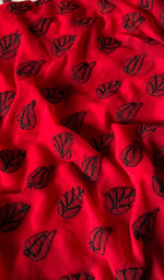 Load image into Gallery viewer, Red Color Women Lucknowi Handcrafted Faux-Georgette Chikankari Semi - Stitched Suit Material