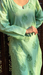 将图像加载到图库查看器中, Masooma Women's Lucknowi Handcrafted Chanderi Silk Chikankari Kurti - HONC0258058