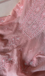 Load image into Gallery viewer, Women's Lakhnavi Handcrafted Mul Chanderi Unstitched Chikankari Full Suit Material - HONC0354633