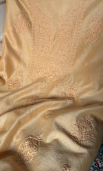 将图像加载到图库查看器中, Women's Lucknowi Handcrafted Chanderi Silk Chikankari Full Suit Material - HONC0322710