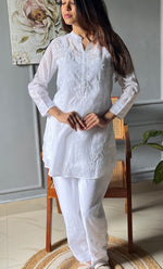 Load image into Gallery viewer, Rashida Women's Lakhnavi Handcrafted Muslin Chikankari Kurta And Pant Set - HONC0300502