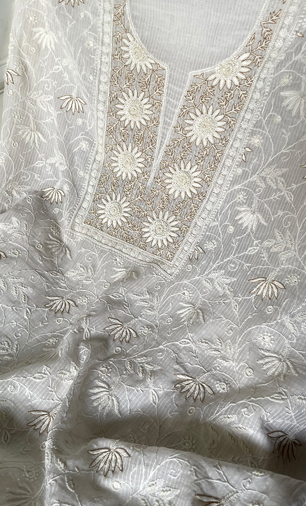 Women's Lakhnavi Handcrafted Maheshwari Mul Chanderi Kurta And Dupatta Set - HONC0312962