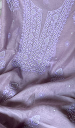 Load image into Gallery viewer, Women's Lakhnavi Handcrafted Mul Chanderi Chikankari Full Suit Material - HONC0279288