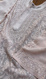 将图像加载到图库查看器中, Women's Lakhnavi Handcrafted Viscose Georgette Chikankari Kurti- HONC0261381