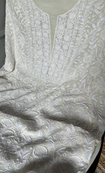 Load image into Gallery viewer, Women's Lakhnavi Handcrafted Pure Silk Georgette Chikankari Kurta And Dupatta Set- HONC0289957
